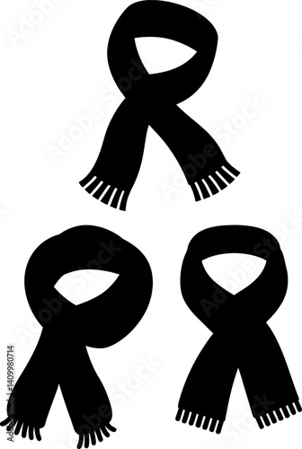 Scarf art vectors and Set of black muffler icon silhouette collections