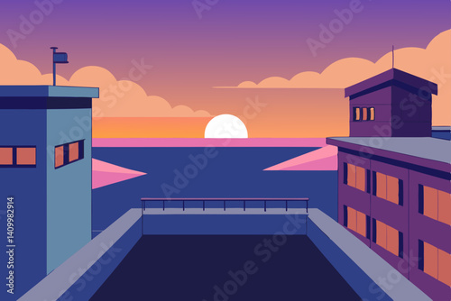 sunset in the city