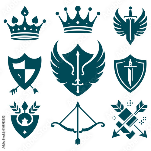 Elegant crest of crimson dominion with regal shield and arms