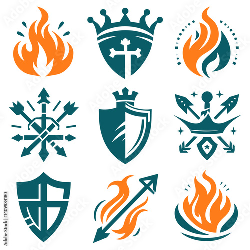 Striking triumph of warlord’s legacy with bow, shield, and flame