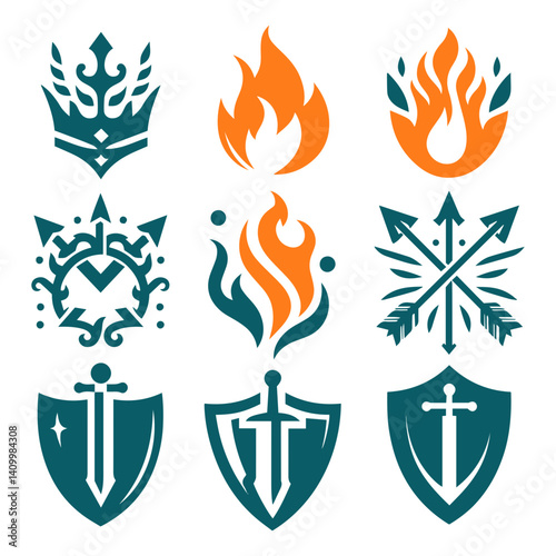 Regal wrath of supreme dominance with fiery crown and armed might