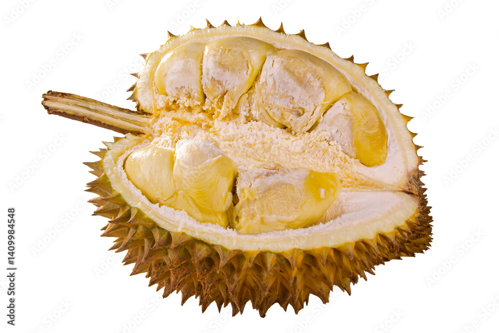 Fototapeta premium half of king fruit or durians isolated on white, png image