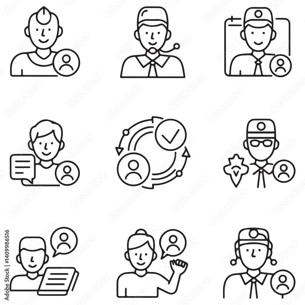 Support, customer service thin line icons set. Service, help, online support, assistance editable stroke icon. Vector with white background Support, customer service thin line icons set. Service, help, online support, assistance editable stroke icon. Vector with white background