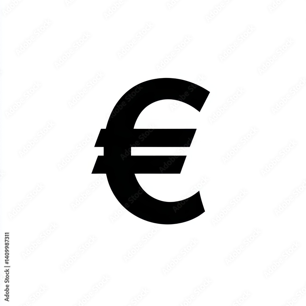 Isolated black euro currency symbol graphic illustration on white background Isolated black euro currency symbol graphic illustration on white background