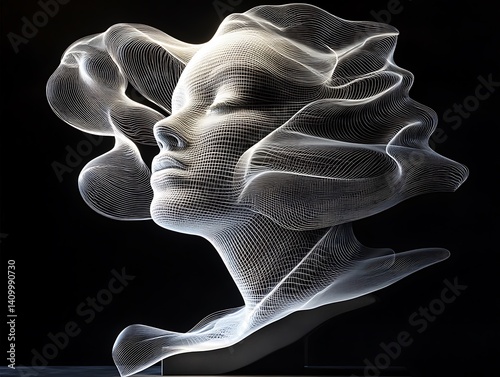 Abstract female sculpture, dark background