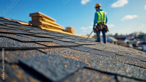 Close-up view of a roofing project in progress.
