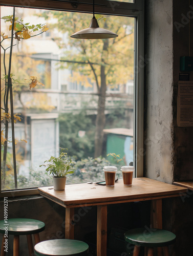 table and chairs in cafeshop