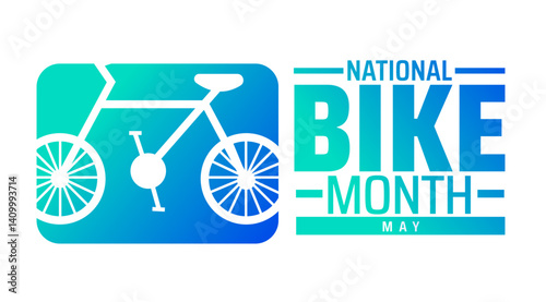 National Bike Month background banner or poster design template. observed every year in May. Holiday concept. Use to any Template, card, poster, placard, template.