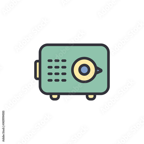 Safe box colored icons, minimalist vector illustration ,simple transparent graphic element .Isolated on white background