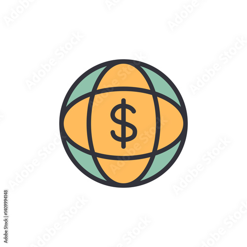 Online finance colored icons, minimalist vector illustration ,simple transparent graphic element .Isolated on white background