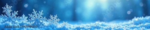 Silhouette of delicate snowflakes against blue winter background, blue, frozen, winter