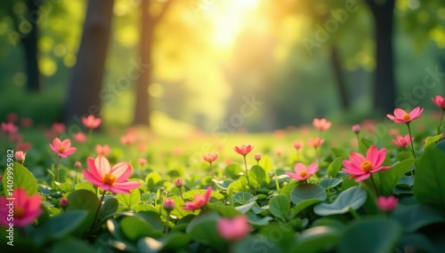 Abstract blurred nature scene, soft focus bokeh, wallpaper, leaves