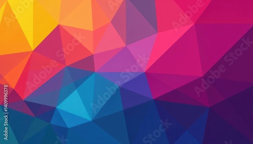 Abstract geometric shapes in vibrant hues for social media, vibrant, illustration