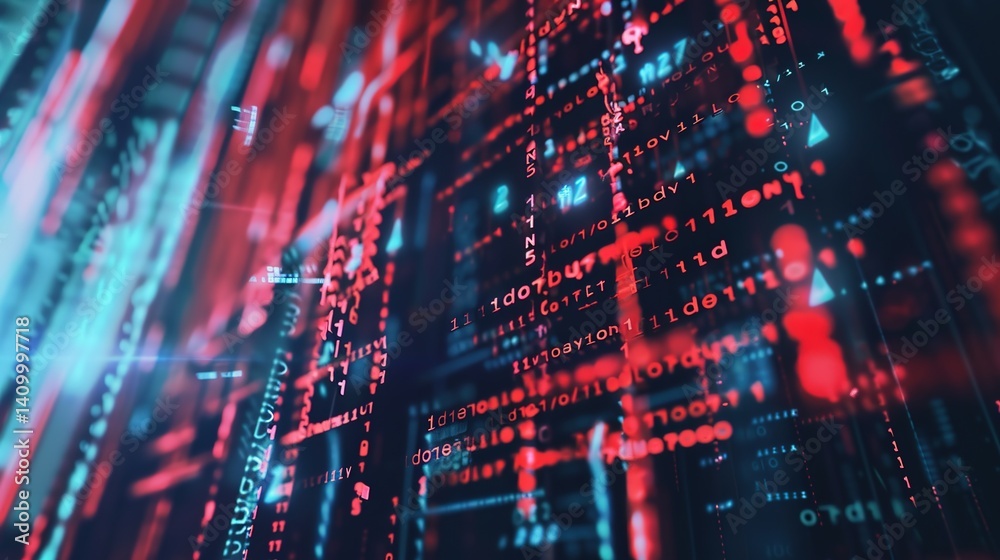 Obraz premium Hacker Attack vs Digital Firewall: Cybersecurity Defense in Action 