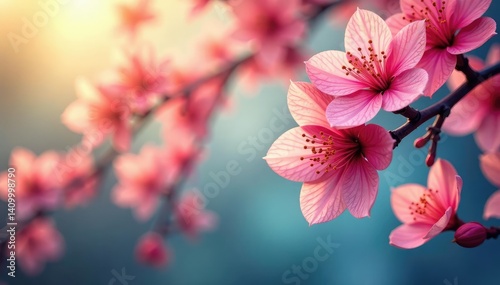 Bold geometric triangles interwoven with delicate blossoms , blossom, element, geometric