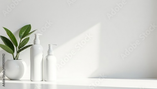 Clean, minimalist white backdrop for cosmetic display, advertising, cosmetic, texture
