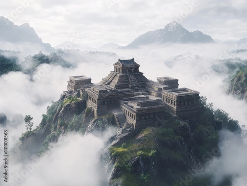 Ancient Temple Amidst the Clouds: A Mystical Mountaintop Sanctuary