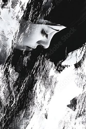 Woman's Profile, Abstract Background