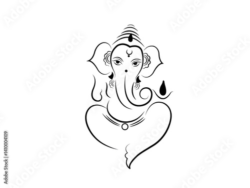 Elegant Line Art Illustration of Lord Ganesha