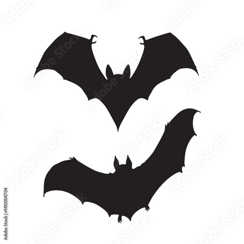 Silhouette of Halloween bat vector icon set illustration isolated on white background.