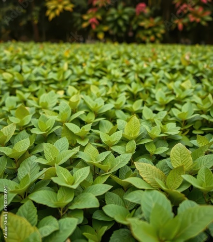 Uniformly sized leaves blanket a verdant field, seamless, leaves