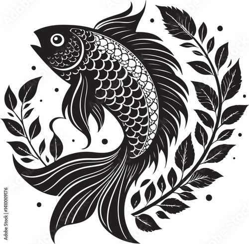 Elegant Koi Fish Vector Design.