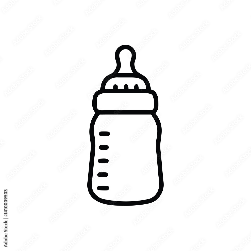 Baby Bottle Line Icon Illustration Isolated On White Simple Bottle Design Baby Bottle Line Icon Illustration Isolated On White Simple Bottle Design