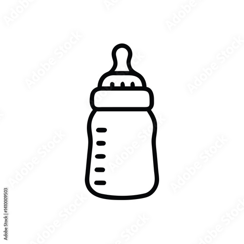 Baby Bottle Line Icon Illustration Isolated On White Simple Bottle Design