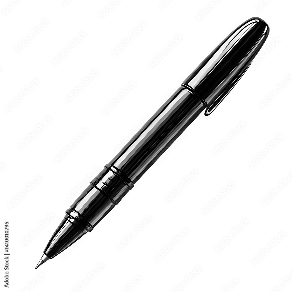 Sleek black pen.  High-quality writing instrument.  Modern design