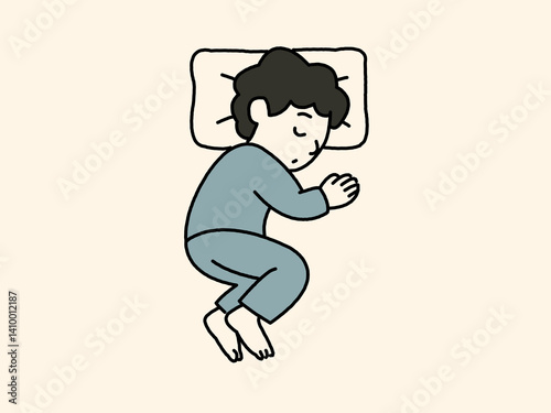 リラックスして寝ている男の子のイラスト2