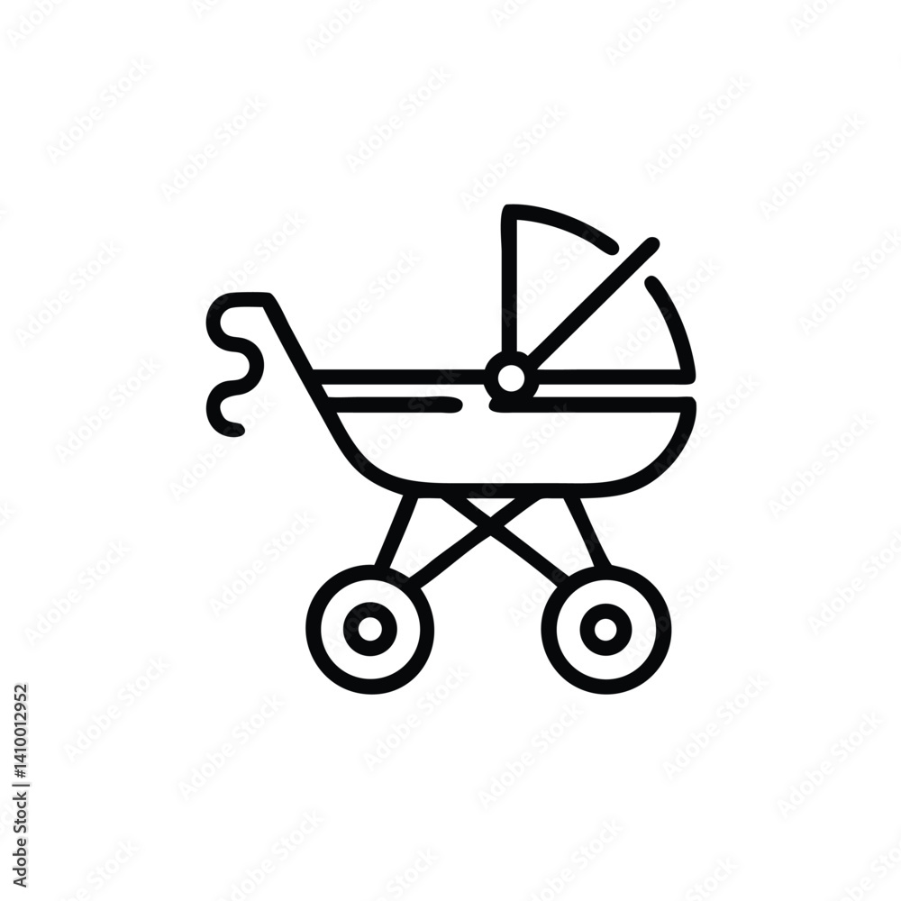 Minimalist Line Art Illustration Of Baby Stroller For Nursery Decor Minimalist Line Art Illustration Of Baby Stroller For Nursery Decor
