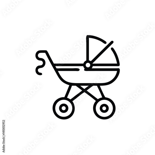 Minimalist Line Art Illustration Of Baby Stroller For Nursery Decor