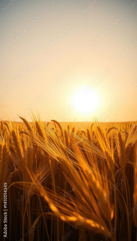 Golden wheat field ready for harvest, sunlit landscape, agriculture, nature photography, bread