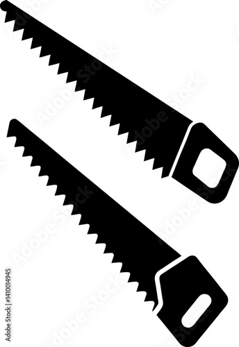 Hand saw art vectors and Set of black hand saw icon silhouette collections