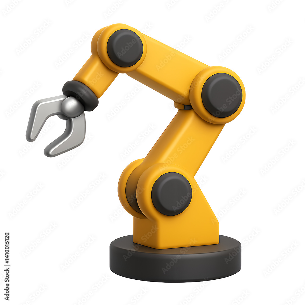 Yellow Robotic Arm with Claw 3d Yellow Robotic Arm with Claw 3d