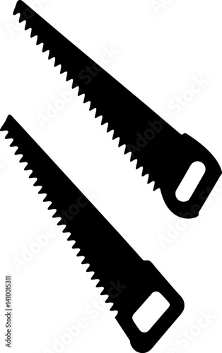 Hand saw art vectors and Set of black hand saw icon silhouette collections