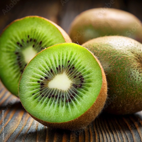 Close-Up Kiwi Fruit Image – Sliced and Whole with Transparent Background