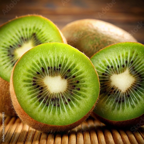 Close-Up Kiwi Fruit Image – Sliced and Whole with Transparent Background