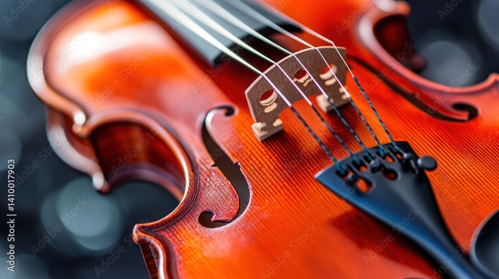 Fototapeta premium Close-up of a Violin's Body: Intricate Details and Rich Warmth