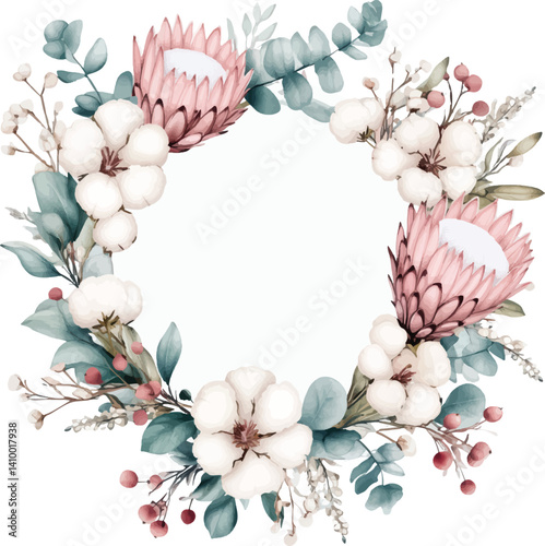 Beautiful Pink Cotton and Flower Garland.