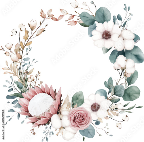 Beautiful Pink Cotton and Flower Garland.