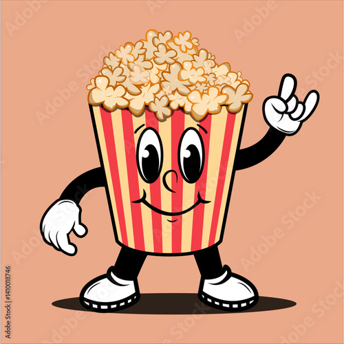1950s style retro popcorn mascot