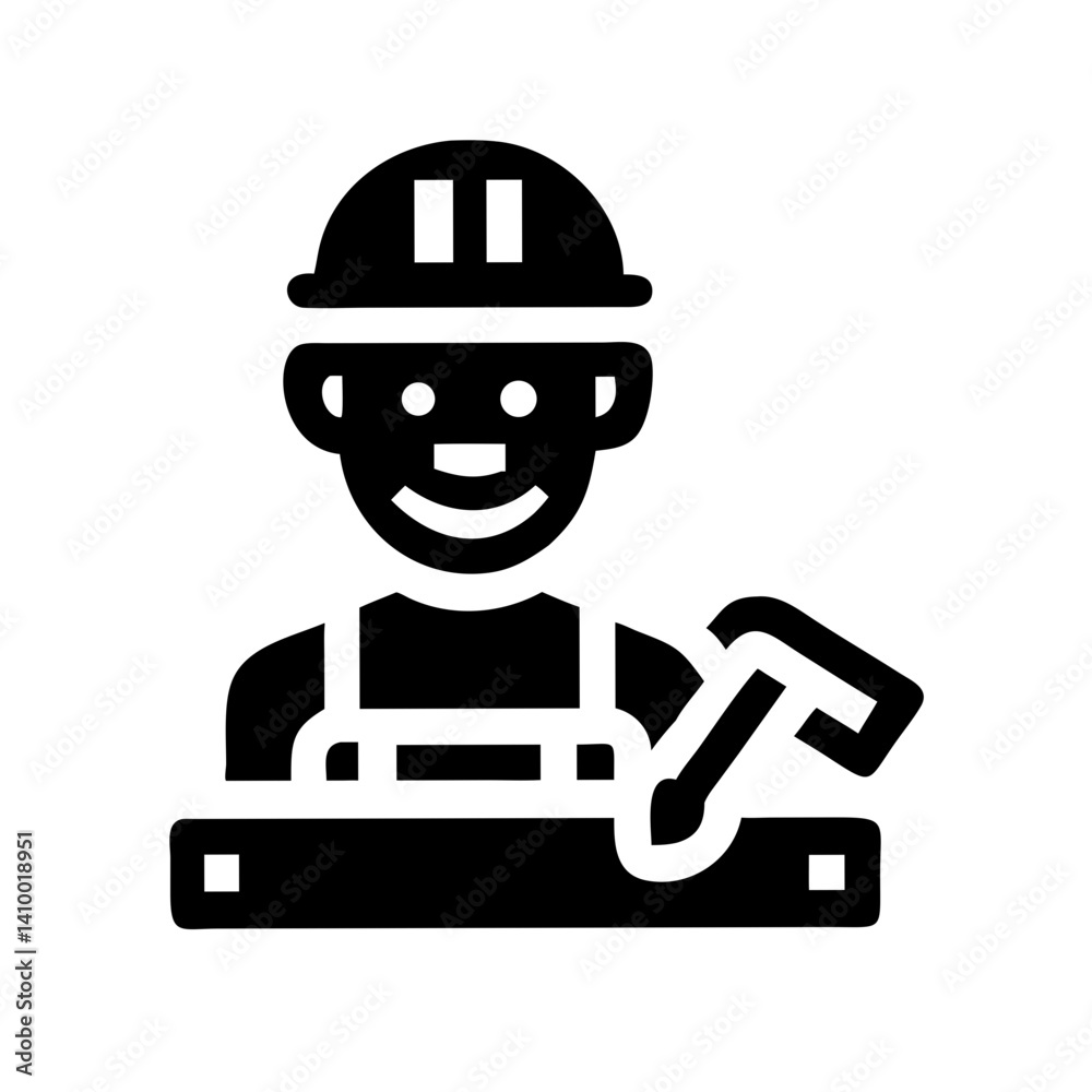 Carpenter smiling with tools against a simple background Carpenter smiling with tools against a simple background