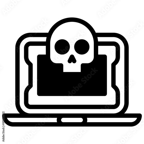Computer virus. Outlined stroke vector icon with black-filled details.