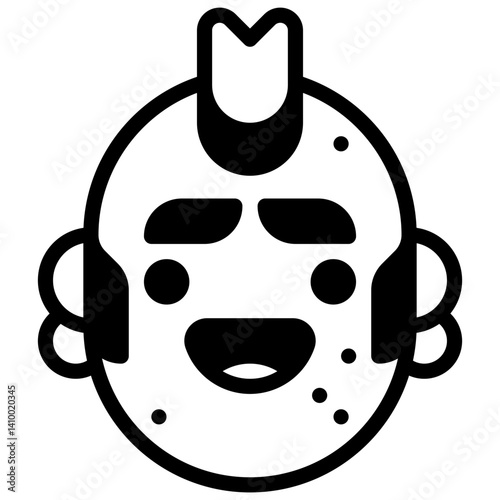 Punk. Outlined stroke vector icon with black-filled details.