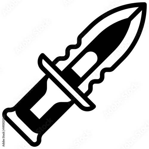 Knife. Outlined stroke vector icon with black-filled details.