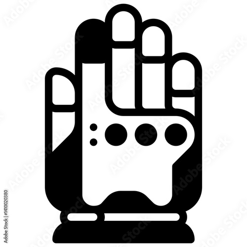 Bionic hand. Outlined stroke vector icon with black-filled details.