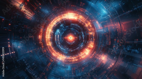 Wallpaper Mural Dynamic digital visualization of futuristic technology virtual space abstract art high-tech environment unique perspective Torontodigital.ca