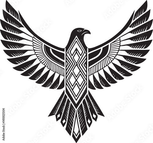 Majestic Eagle Emblem: A striking illustration of an eagle with outstretched wings, embodying strength and freedom, perfect for logos and design elements.