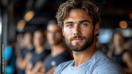 Man in Gym, Focused Portrait photo